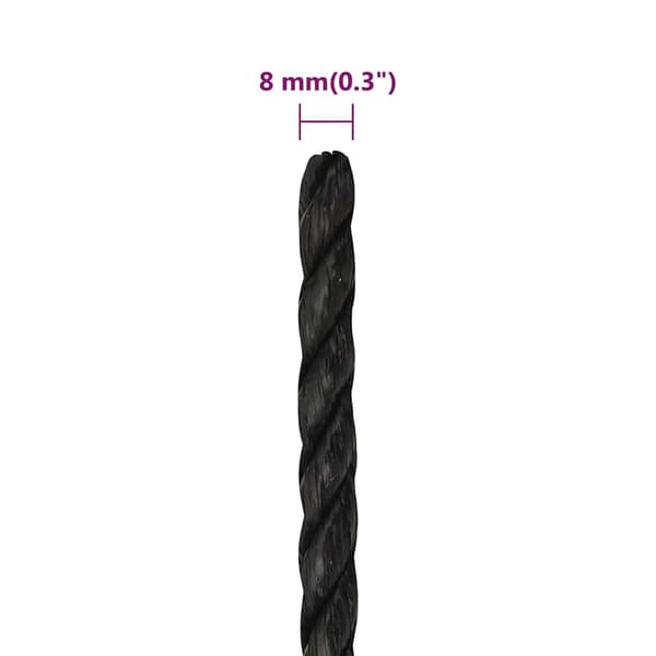vidaXL Rep svart 8 mm 500 m polypropylen