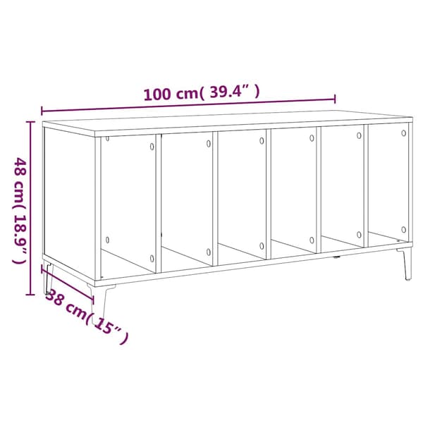 vidaXL Stereobänk grå sonoma 100x38x48 cm konstruerat trä Grå