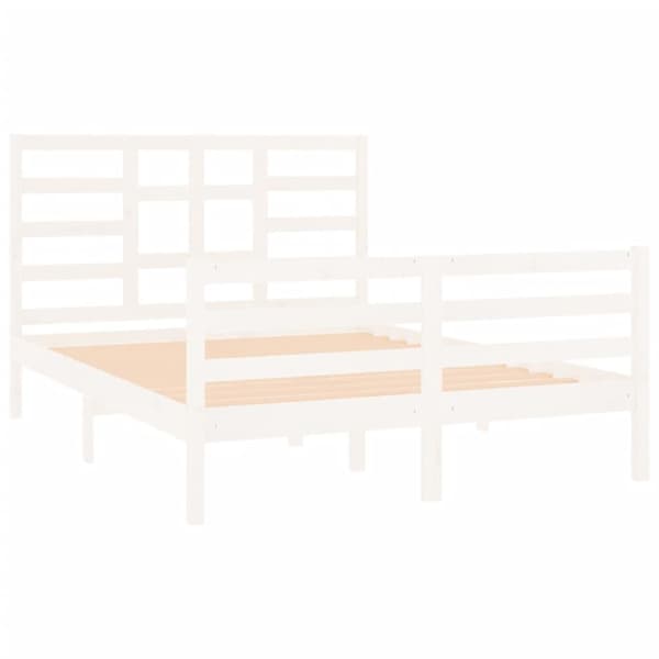 vidaXL Sängram vit massivt trä 140x190 cm Vit
