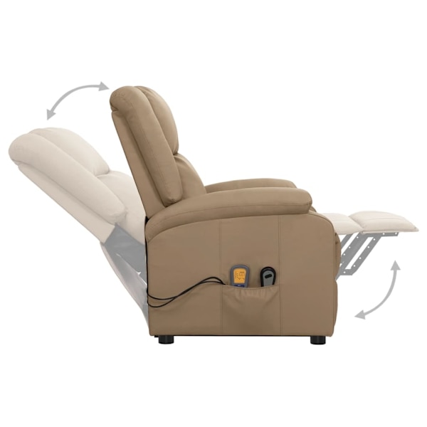 vidaXL Massagefåtölj med uppresningshjälp cappuccino konstläder Brun