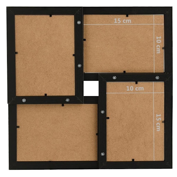 vidaXL Fotoram för 4x(10x15 cm) bilder svart MDF Svart