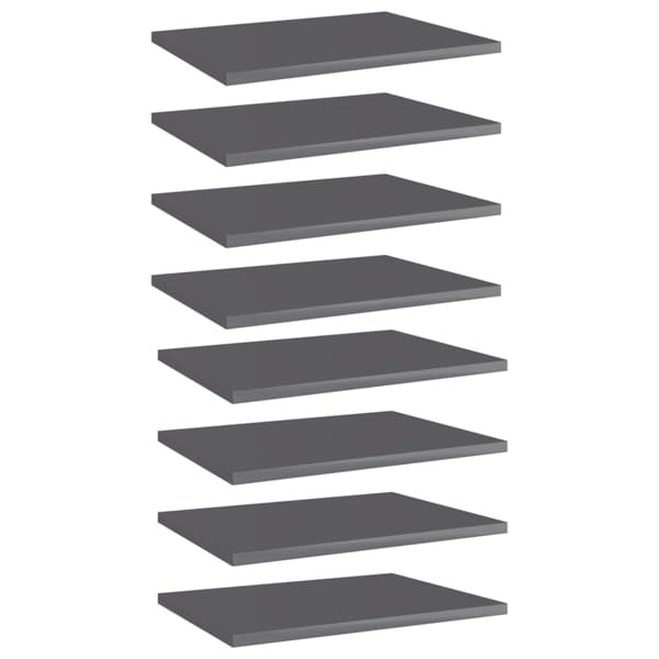 vidaXL Hyllplan 8 st grå högglans 40x30x1,5 cm konstruerat trä grå