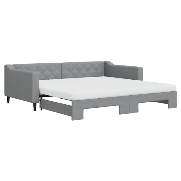vidaXL Dagbädd med extrabädd och madrasser ljusgrå 100x200 cm tyg Grå