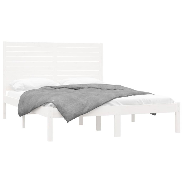 vidaXL Sängram vit massivt trä 120x200 cm enkelsäng Vit