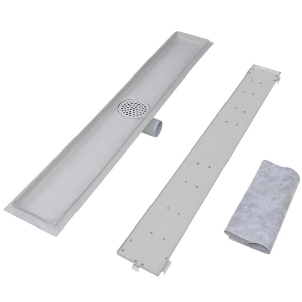 vidaXL Avlång golvbrunn 2 st rostfritt stål 930x140 mm