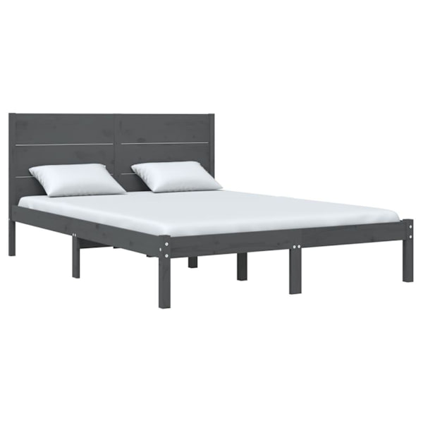 vidaXL Sängram grå massiv furu 120x200 cm enkelsäng Grå