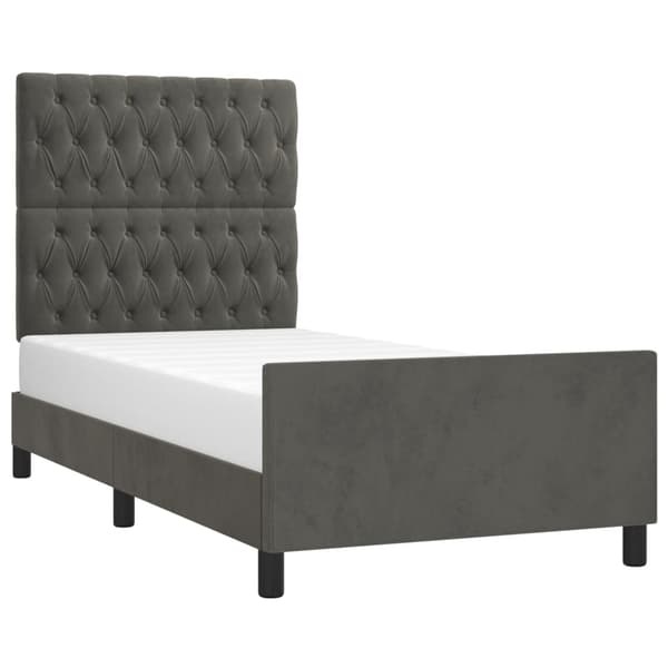 vidaXL Sängram utan madrass mörkgrå 90x190 cm sammet Grå