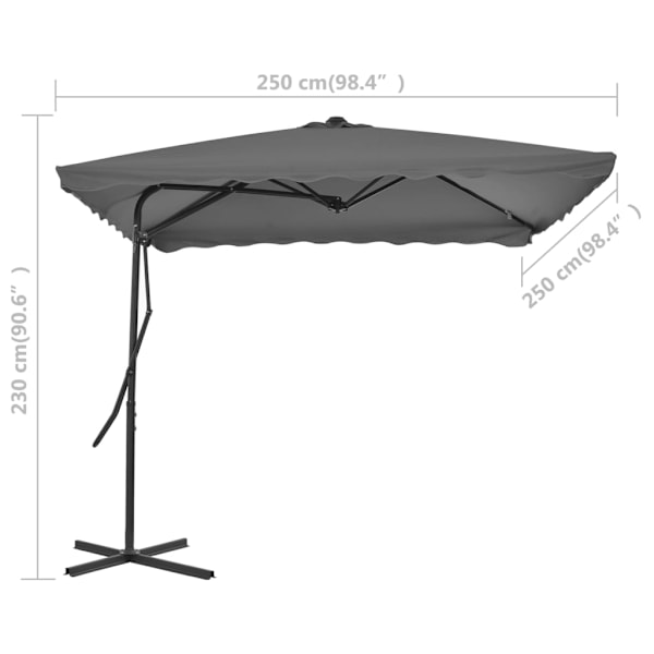 vidaXL Trädgårdsparasoll med stålstång 250x250 cm antracit Antracit