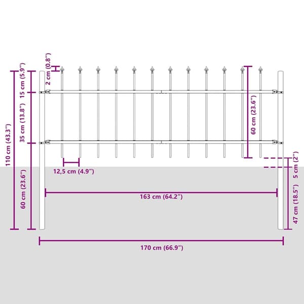vidaXL Trädgårdsstängsel WOERDEN 8 st 13,6 x 0,6 m Pulverlackerad stål Vit