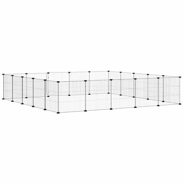 vidaXL Hundgård svart 20 paneler 35x35 cm stål Svart