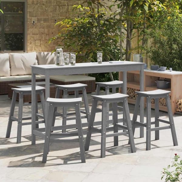 vidaXL Trädgårds Bar Set 6 pcs Ljusgrå HDPE Ljusgrå