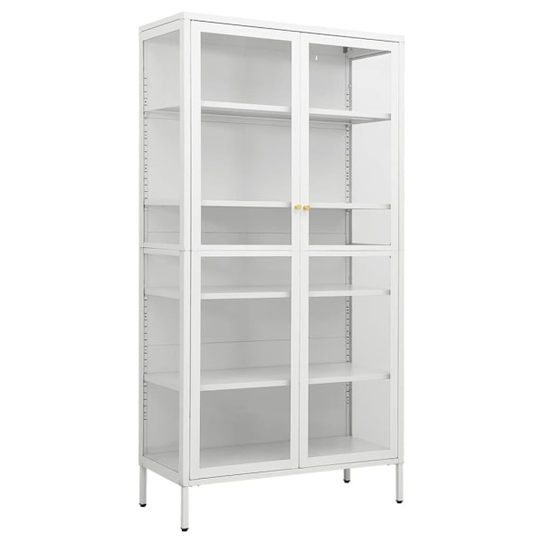 vidaXL Vitrinskåp vit 90x40x180 cm stål och härdat glas Vit