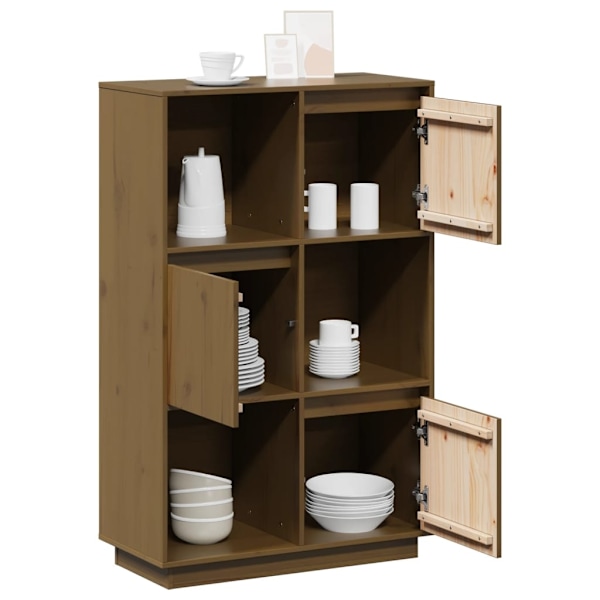 vidaXL Högskåp honungsbrun 74x35x117 cm massiv furu Brun