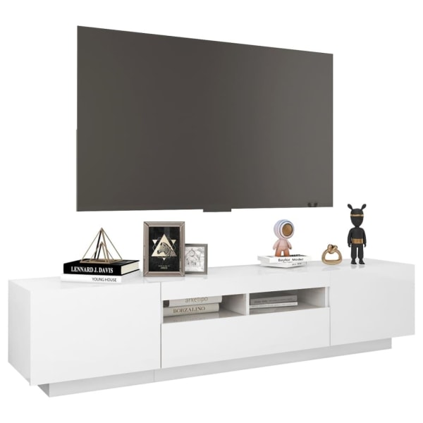 vidaXL TV-bänk med LED-belysning vit högglans 180x35x40 cm Vit