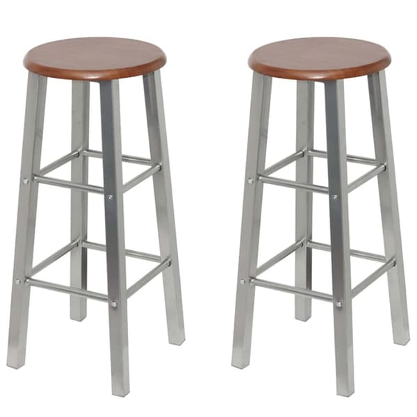 vidaXL Barstolar 4 st silver och brun MDF Brun