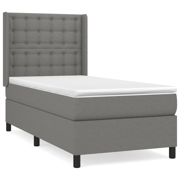 vidaXL Ramsäng med madrass mörkgrå 90x200 cm tyg Grå