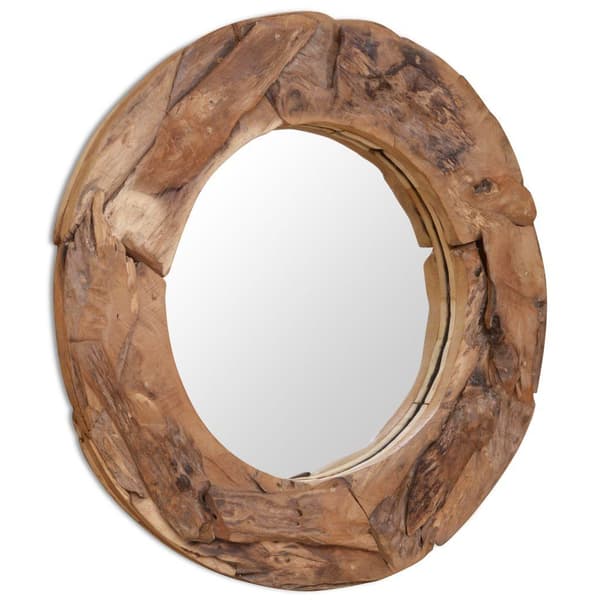 vidaXL Prydnadsspegel teak 50 cm rund Brun