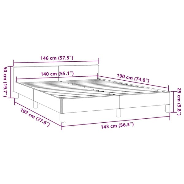 vidaXL Sängram utan madrass mörkgrå 140x190 cm tyg Grå