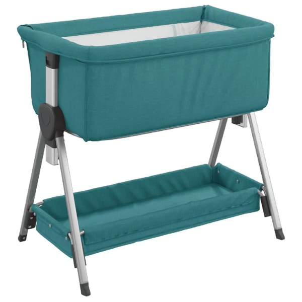 vidaXL Babysäng med madrass grön linnetyg Grön