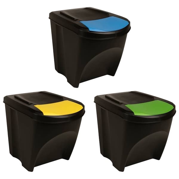 vidaXL Staplingsbara soptunnor 3 st antracit 75 L Antracit