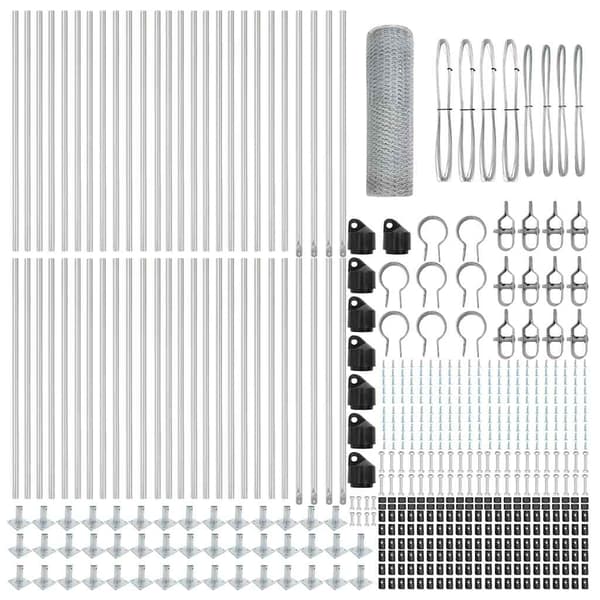 vidaXL Hexagonal stängsel med betongfundament 100 x 1 m Silver Mesh Silver