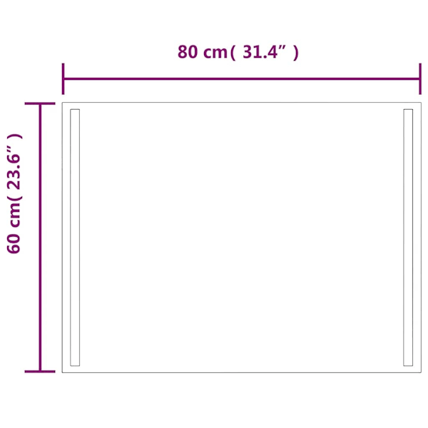 vidaXL Badrumsspegel LED 80x60 cm Transparent