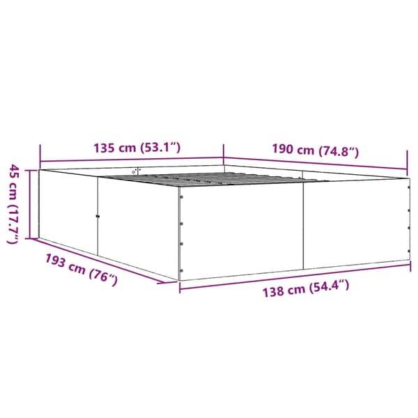 vidaXL Sängram vit 135x190 cm konstruerat trä Vit