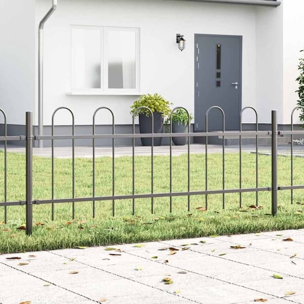 vidaXL Trädgårdsstängsel BOXTEL 9 st 15,3 x 0,6 m Pulverlackerad stål Grå