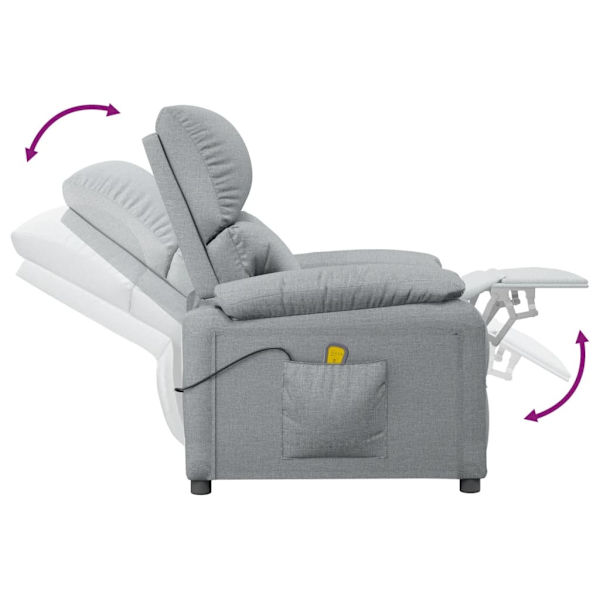 vidaXL Massagefåtölj ljusgrå tyg grå