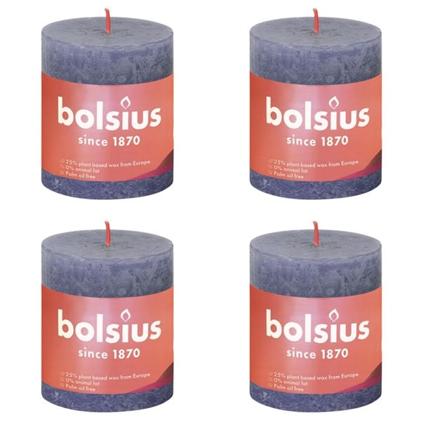 Bolsius Rustika blockljus 4-pack 80x68 mm skymningsblå Blå