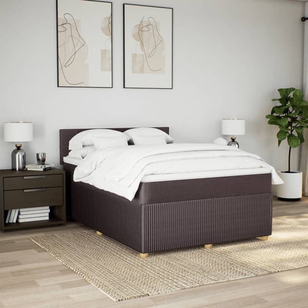 vidaXL Ramsäng med madrass mörkbrun 140x190 cm tyg Brun
