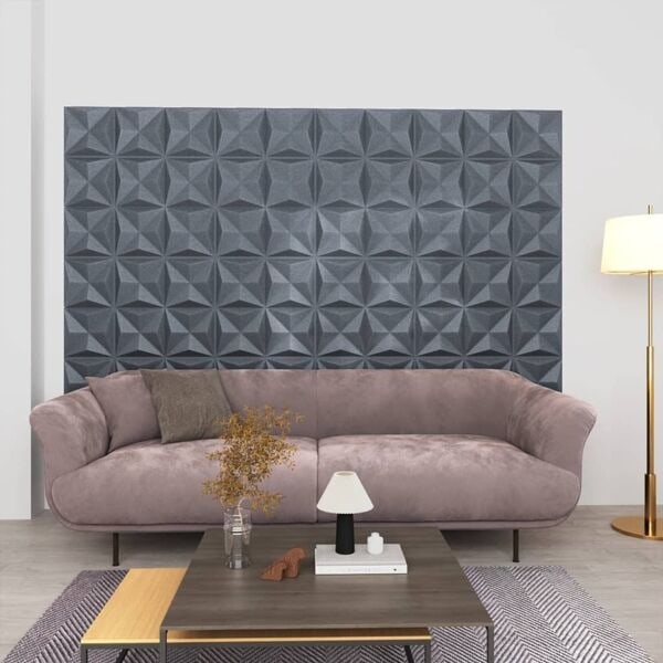 vidaXL 3D Väggpaneler 12 st 50x50 cm origami grå 3 m² grå