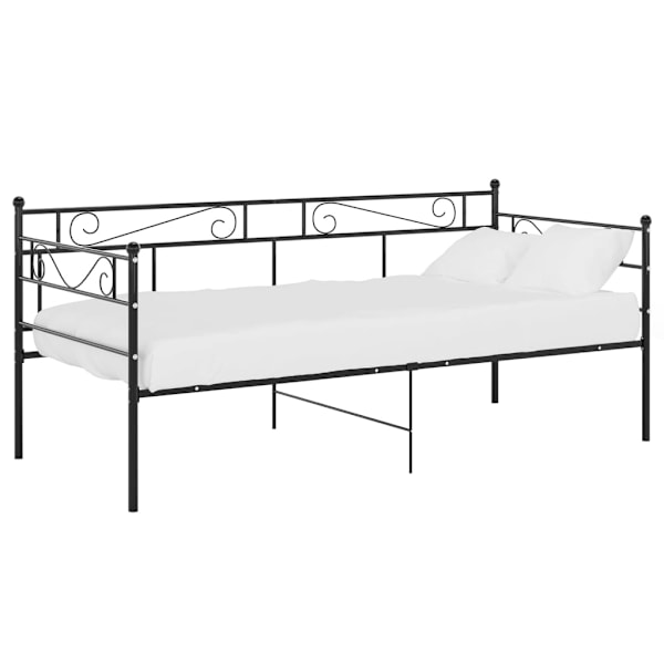 vidaXL Sängram bäddsoffa svart metall 90x200 cm Svart