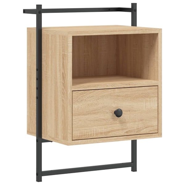 vidaXL Sängbord väggmonterat sonoma-ek 40x30x61 cm konstruerat trä Brun