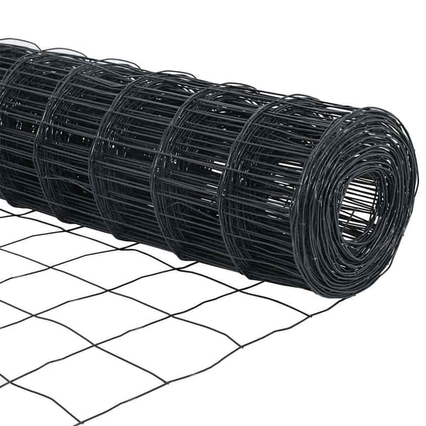 vidaXL Euro Stängsel Markfäste 10 x 0,6 m PVC-belagda stål Grå Mesh Grå