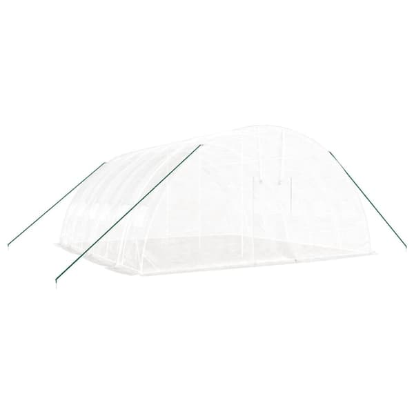 vidaXL Växthus med stålram vit 36 m² 6x6x2,85 m Vit