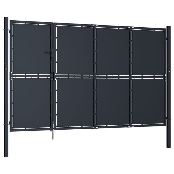 vidaXL Trädgårdsgrind stål 350x200 cm antracit Antracit