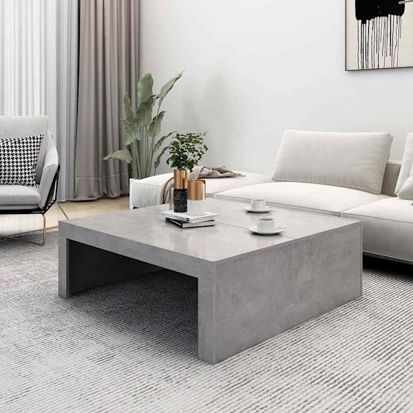 vidaXL Soffbord betonggrå 100x100x35 cm konstruerat trä grå