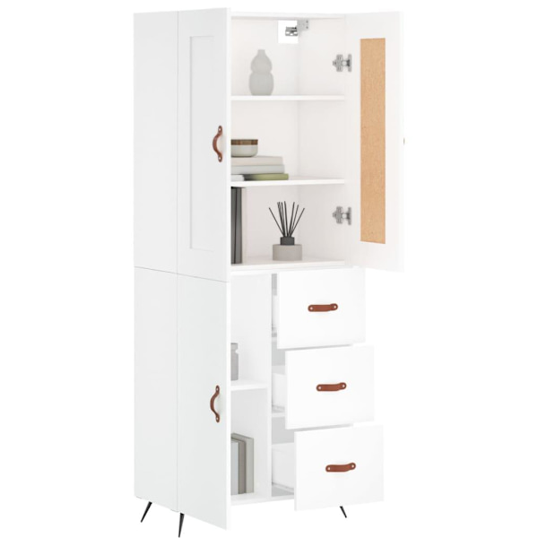 vidaXL Högskåp vit 69,5x34x180 cm konstruerat trä Vit