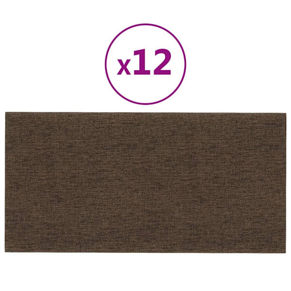 vidaXL Väggpaneler 12 st brun 30x15 cm tyg 0,54 m² Brun