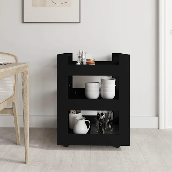vidaXL Köksvagn svart 60x45x80 cm konstruerat trä Svart