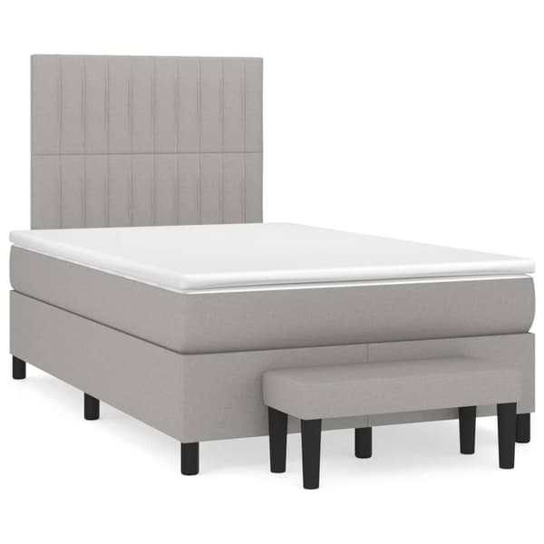 vidaXL Ramsäng med madrass ljusgrå 120x200 cm tyg Grå