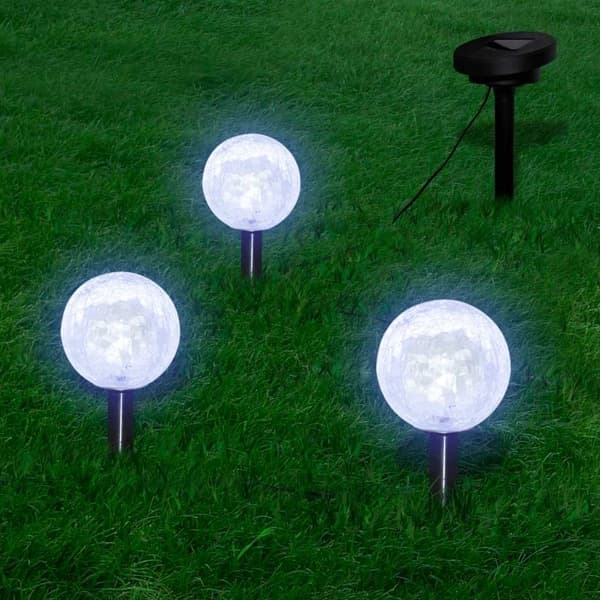vidaXL Utelampa 3 LED rund solcell Vit