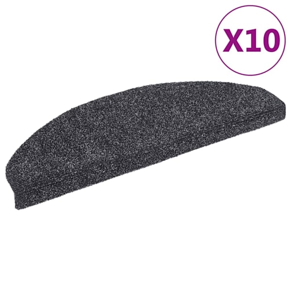 vidaXL Trappstegsmattor självhäftande 10 st mörkgrå 65x21x4 cm brodyr grå