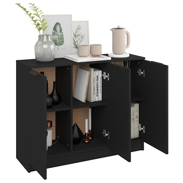 vidaXL Skänk svart 90,5x30x70 cm konstruerat trä Svart