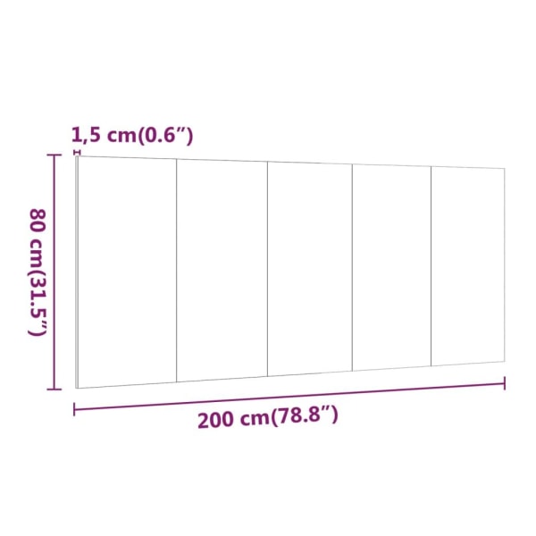 vidaXL Sänggavel betonggrå 200x1,5x80 cm konstruerat trä grå