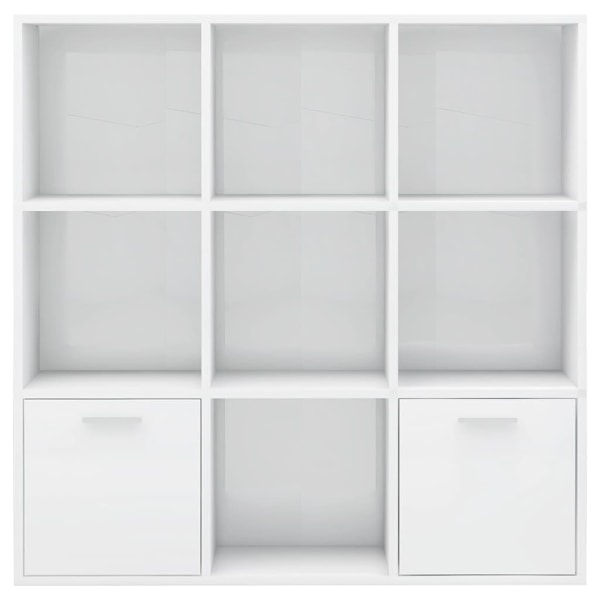vidaXL Bokhylla vit högglans 98x30x98 cm konstruerat trä Vit