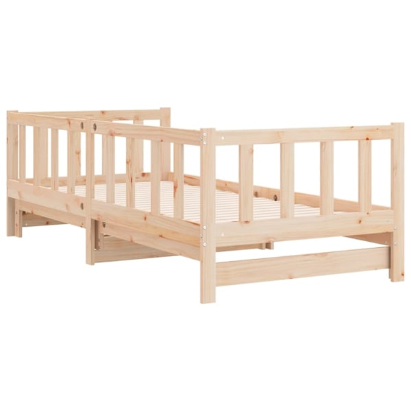 vidaXL Utdragbar dagbädd 2x(80x200) cm massiv furu Brun