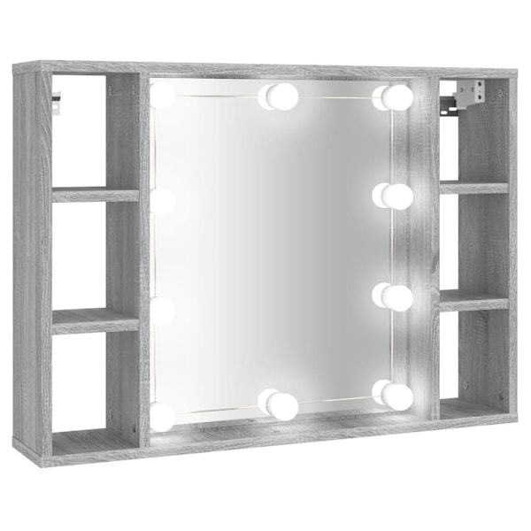 vidaXL Spegelskåp med LED grå sonoma 76x15x55 cm Grå
