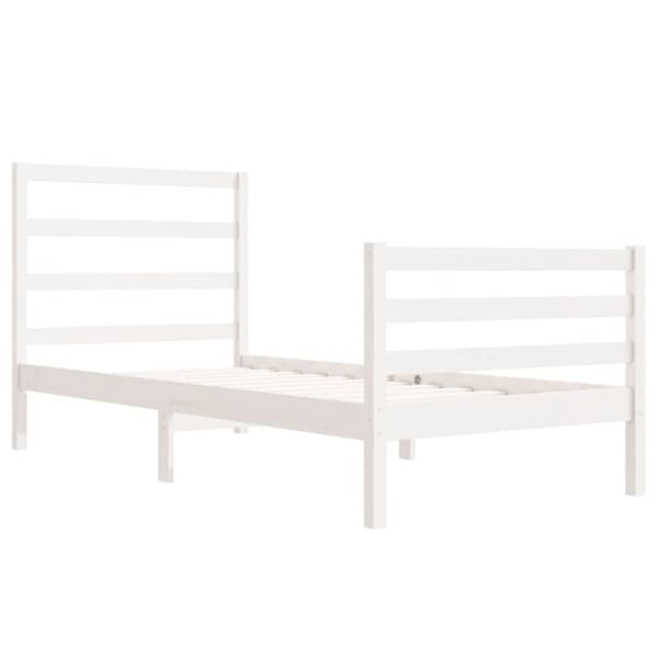vidaXL Sängram vit massivt trä 75x190 cm Vit